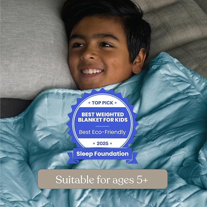 Baloo Weighted Blanket for Kids and Adults (Aqua - 9lbs 40"x60" - Mini Size) | Cooling & 100% Cotton Material | Machine Washable & Dryer Safe | with Glass Microbead Fill
