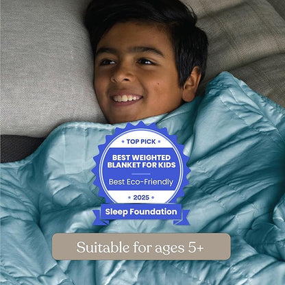 Baloo Weighted Blanket for Kids and Adults (Aqua - 9lbs 40"x60" - Mini Size) | Cooling & 100% Cotton Material | Machine Washable & Dryer Safe | with Glass Microbead Fill