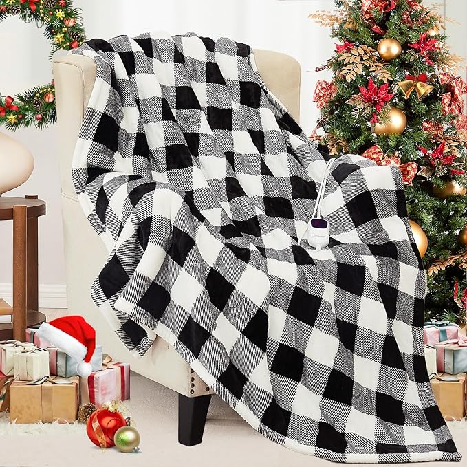 Homemate Electric Blanket Heated Queen Size - 84“x90“ Ultra Soft Cozy Flannel Heating Blanket with 10 Fast Heat Levels 8 Hours Auto Off Over-Heated Protection ETL Certification Keep Warm in Home