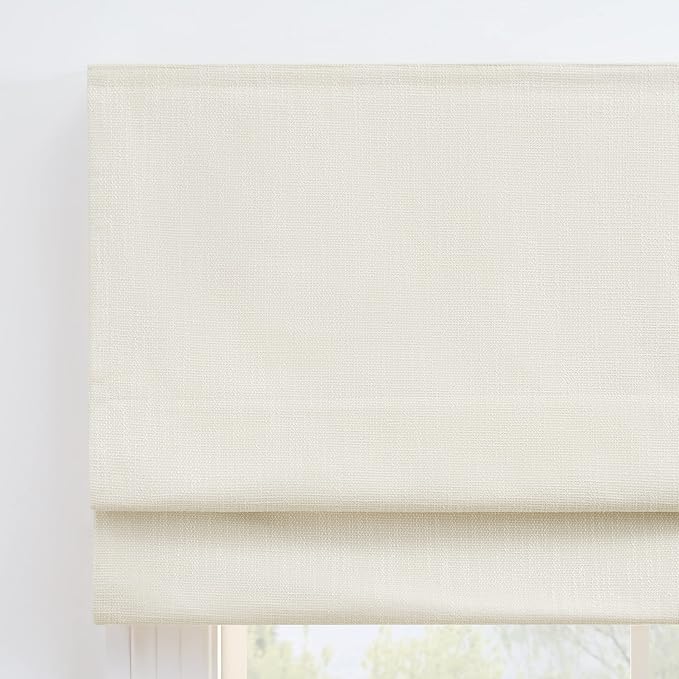 ECLIPSE Drew Noise Reducing Blackout Cordless Lined Window Roman Shade for Living Room, 35 in x 64 in, Ivory