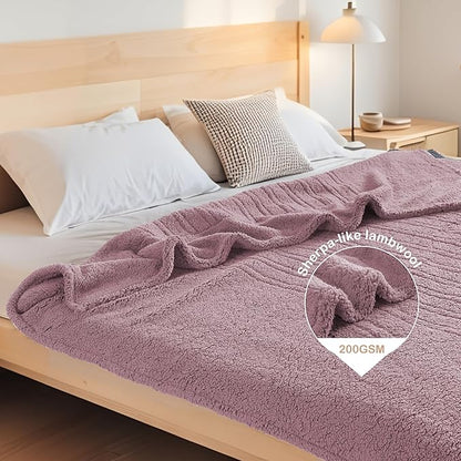 Electric Heated Blanket Full Size 72"×84" with 9 Heating Levels & 1-10Hs Auto Off，Double Sided Plush Sherpa, Energy Efficient, Machine Washable, for Couch & Bed, Light Purple