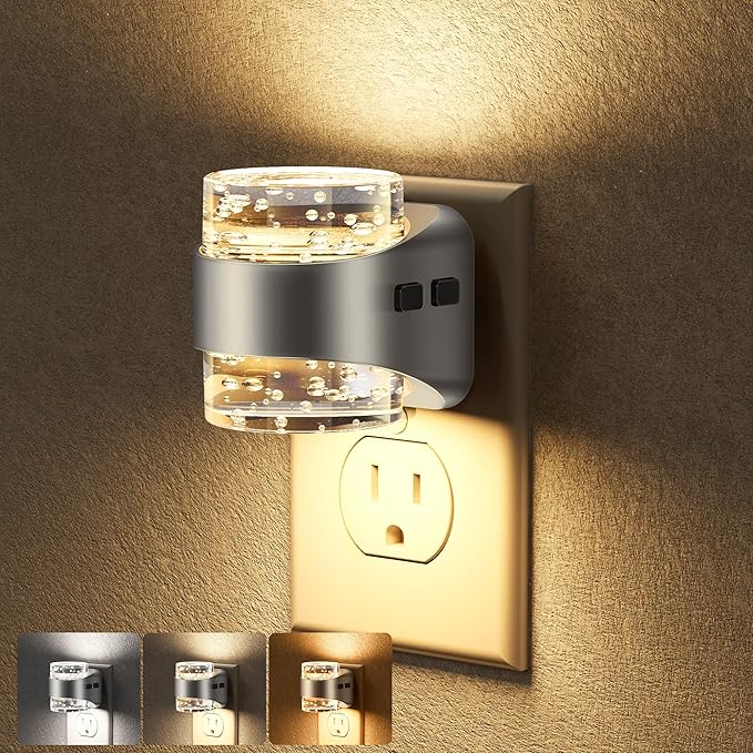 Briignite Night Light Plug into Wall, Dimmable Night Light with Bubble Design 3000K/4000K/5000K & 3 Brightness Levels for Baby Nursery Hallway Bathroom Kids Room, 3CCT