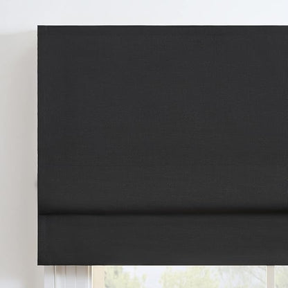ECLIPSE Kylie Total Privacy Blackout Cordless Lined Window Roman Shade for Living Room, 27 in x 64 in, Black