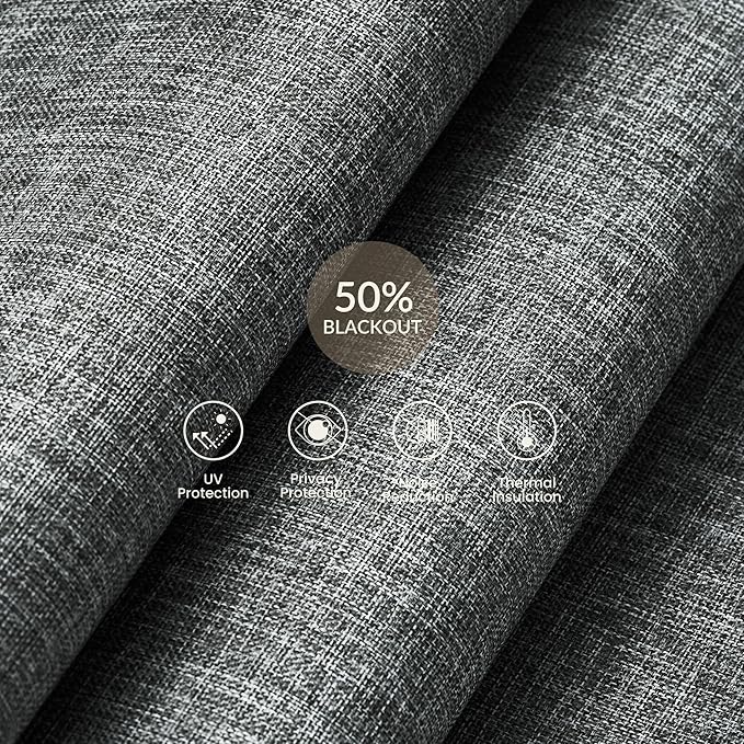 Boolegon Motorized Roller Blinds with Remote Control,Light Filtering Linen Fabric-Matched Automatic Roller Shades for Windows,Rechargeable Electric Window Shades for Home,Office,Grey,Custom Now