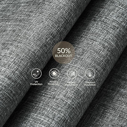 Boolegon Motorized Roller Blinds with Remote Control,Light Filtering Linen Fabric-Matched Automatic Roller Shades for Windows,Rechargeable Electric Window Shades for Home,Office,Grey,Custom Now