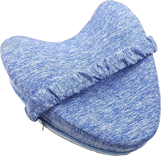 Knee Pillow Cover with Elastic Strap for Contour Legacy Leg & Knee Foam Support Pillow, Compatible with Knee Pillow for Side Sleepers-Cover ONLY(Blue)