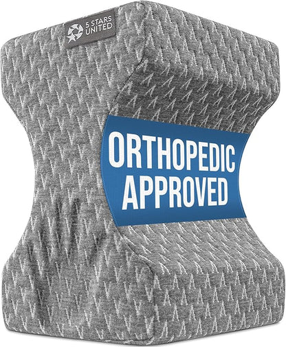 5 STARS UNITED Knee Pillow for Side Sleepers - Hip Pain Relief, Memory Foam Leg Cushion for Side Sleeping - Between Legs Pillow for Sciatica & Lower Back Pain, Gray