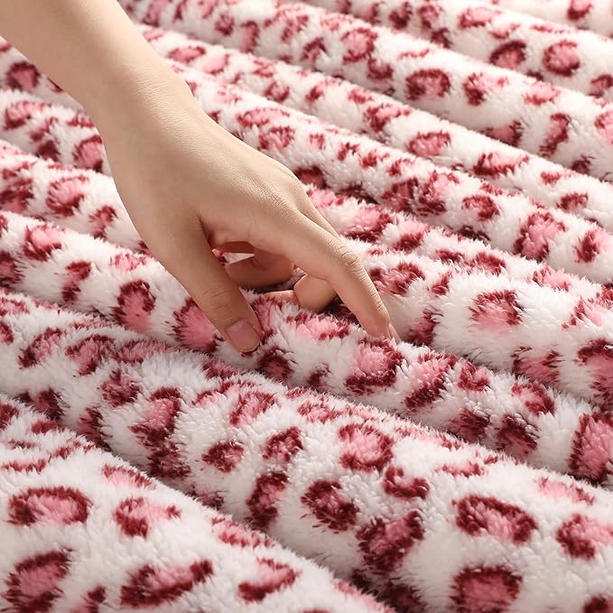 Electric Heated Blanket Full Size 72"x84", Ultra-Soft Plush with Overheat Protection, 9 Adjustable Heat Settings & 10-Hour Auto-Off Timer, Fast Heating for Winter Comfort, Pink White Leopard Print