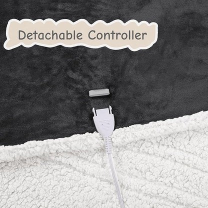 Electric Heated Blanket Full Size 72"x84", Soft Flannel with Overheat Protection, 9 Adjustable Heat Settings & 10-Hour Auto-Off Timer, Fast Heating for Winter Comfort, Dark Gray