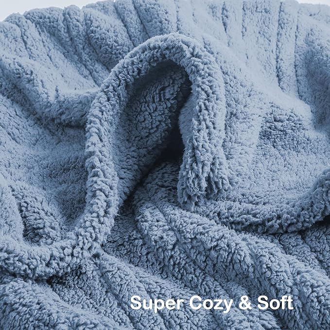 Electric Heated Blanket Full Size 72"×84" with 9 Heating Levels & 1-10Hs Auto Off，Double Sided Plush Sherpa, Energy Efficient, Machine Washable, for Couch & Bed, Light Blue