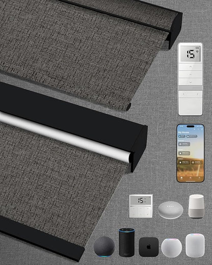 Kincmo Motorized Blinds with Remote,100% Blackout Motorized Roller Shades Work with Apple Homekit,Alexa,Google, Custom Electric Blinds with App,Voice Control (Classic Shadow)