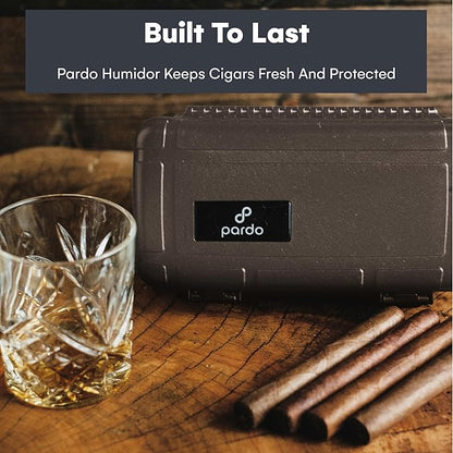 Pardo Cigar Travel Humidor Cigar Box - Durable Waterproof Travel Cigar Case with Built-in Humidifier - Airtight Humidor Box Holds 15 Cigars - Premium Cigars Accessories for Men On The Go