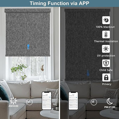 Bringnox No Drill Motorized Blinds with Remote,Blackout Windows,with Apple Homekit,Alexa,Google, with App,Voice Control Custom Size