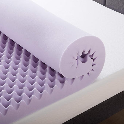 Best Price Mattress 4 Inch Egg Crate Memory Foam Mattress Topper with Soothing Lavender Infusion, CertiPUR-US Certified, Dorm Essentials, King