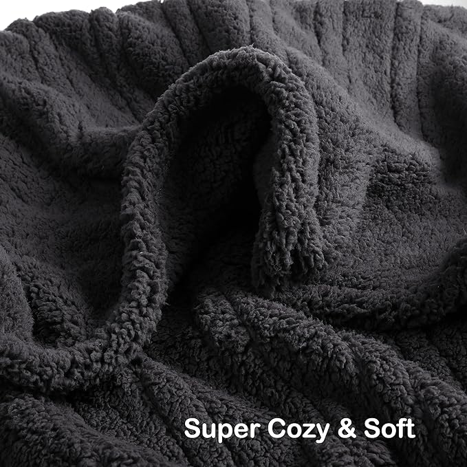 Electric Heated Blanket Queen Size 84"×90" Dual Control, 9 Heating Settings & 1-10Hs Auto Off, Overheat Protect, Double-Sided Sherpa, for Sofa & Bed, Machine Washable Dark Gray