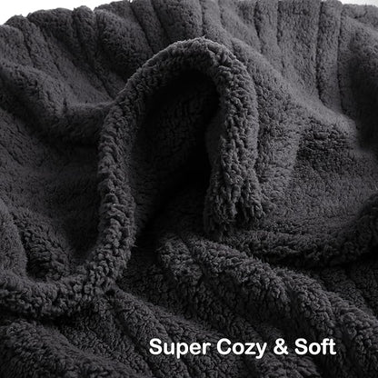 Electric Heated Blanket Twin Size 62"×84" with 9 Heating Levels & 1-10Hs Auto Off, Heating Blankets Double Sided Plush Sherpa, Energy Efficient, Machine Washable, Dark Gray