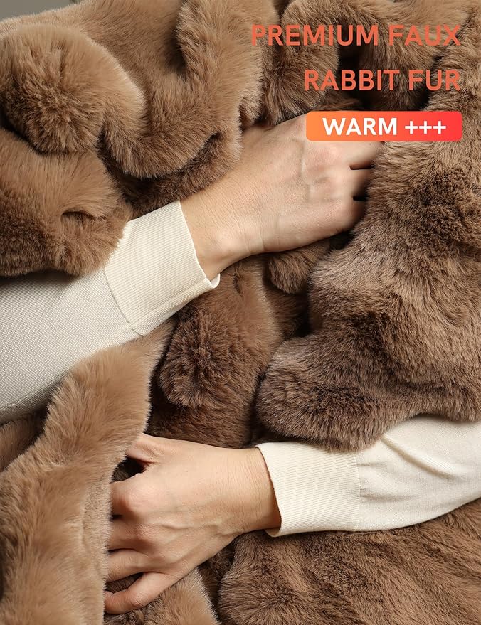 YnM Ultra-Soft Weighted Blanket, Fluffy Bubble Cuddle Heavy Bed Blanket, Plush Faux Fur Big Comforter, Soft & Warm Home Decor Piece (Brown, 90''x104'' 20lbs, King/Ca King)