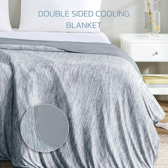 Degrees of Comfort Cooling Blanket, Summer Cooling Blankets for Hot Sleepers, Q-Max>0.4 Cold Tech Fabric, Cold Summer Bedding Queen Size, Grey