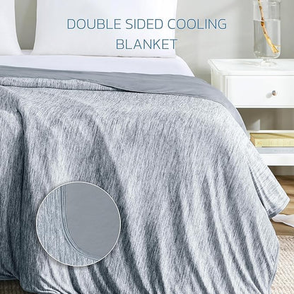 Degrees of Comfort Cooling Blanket - Q-Max >0.4 Double Sided Summer Cold Blanket for Hot Sleepers & Night Sweats, Breathable Cooling Blanket Keep Cool for Adults Kids 60"x90",Grey