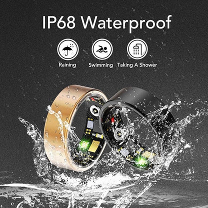 Smart Health Ring for Women Men Fitness Tracker with Heart Rate, Blood Oxygen, Blood Pressure, Sleep Monitoring, Step Counting, IP68 Waterproof for iOS and Android, No APP Fee, Black 10