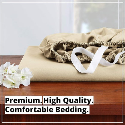 Empyrean 2 Pack California King Fitted Sheets - Deep Pocket, Fits 14-16 Inch Mattress, Ultra Soft Microfiber, Wrinkle-Free & Fade Resistant, Shrinkproof Sheets, Beige Cream