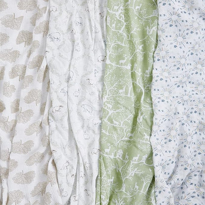 aden + anais Essentials Muslin Swaddle Blankets for Baby Girls and Boys, Newborn Receiving Blanket for Swaddling, 100% Cotton Baby Swaddle Wrap, 4 Pack, Harmony