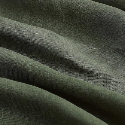 YnM French Linen Sheet Set - 3-Piece Set Includes Flat Sheet, Fitted Sheet, and 1 Pillowcases – Twin, Army Green