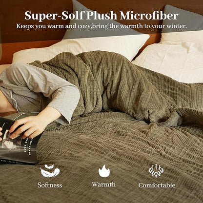Electric Blanket Full Size 72''X84'' - Heated Blanket with Single Control Fast Heating 9 Heating Levels & 10 Hours Auto Off,ETL Certified Machine Washable (Gray Green)