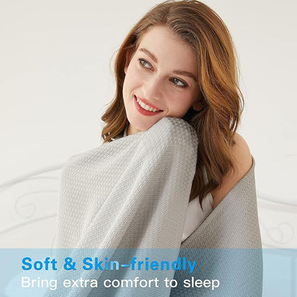 AmyHomie Cooling Blanket, 100% Rayon Derived from Bamboo, Cool Summer King Size Blanket for Hot Sleepers Soft Comfy Lightweight Blankets for All Seasons(Light Gray, 108×90in)