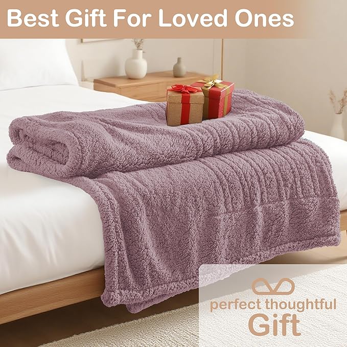 Electric Heated Blanket Queen Size 84"×90" Dual Control, 9 Heating Settings & 1-10Hs Auto Off, Overheat Protect, Double-Sided Sherpa, for Couch & Bed, Machine Washable Light Purple