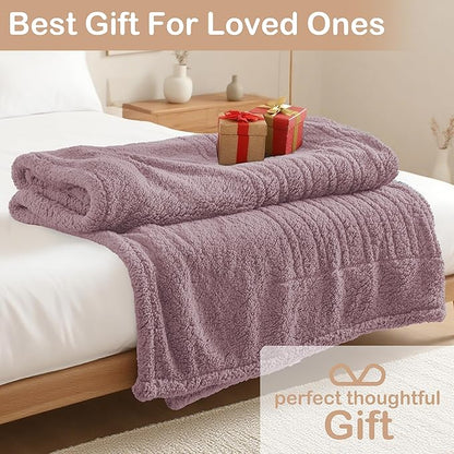Electric Heated Blanket Full Size 72"×84" with 9 Heating Levels & 1-10Hs Auto Off，Double Sided Plush Sherpa, Energy Efficient, Machine Washable, for Couch & Bed, Light Purple