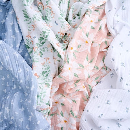 aden + anais Essentials Cotton Muslin Swaddle, Breathable Baby Blanket, Ideal for Boys, Girls, Newborns, Babies & Infants, Receiving Blanket, Soft and Lightweight Wrap, 4 Pack, Butterfly Garden