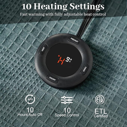 Electric Blanket Queen Size 84''X90'' - Heated Blanket with Dual Control Fast Heating 10 Heating Levels & 10 Hours Auto Off,ETL Certified Machine Washable (Green)