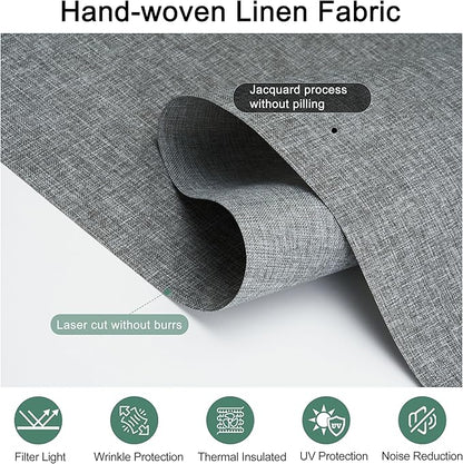 BERISSA Light Filtering Roller Shades for Windows,Cordless Roller Window Shades with Cassette Valance,Linen Roller Blinds,Thermal Insulation Window Shades for Home Door Office. Grey.53 W x 72" H