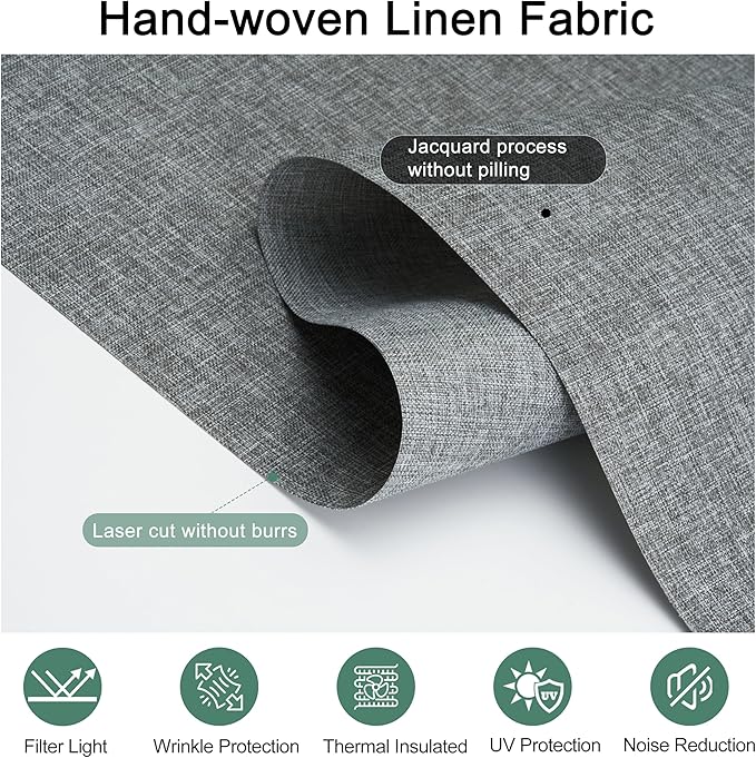BERISSA Light Filtering Roller Shades for Windows, Cordless With Cassette Valance, Linen Blinds, Thermal Insulation for Home Door Office - Grey, 35" W x 72" H