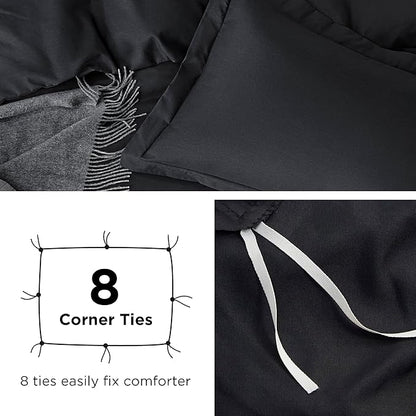 Bedsure Duvet Cover Twin/Twin XL Size - Soft Double Brushed Bedding Set for Kids & Adults, Zipper Closure, 2 Pieces, Includes 1 Duvet Cover (68"x90") & 1 Pillow Sham, NO Comforter, Black