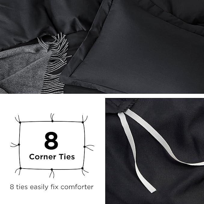 Bedsure Duvet Cover King Size - Soft Double Brushed Bedding Set for Kids & Adults, Zipper Closure, 3 Pieces, Includes 1 Duvet Cover (104"x90") & 2 Pillow Shams, NO Comforter, Black