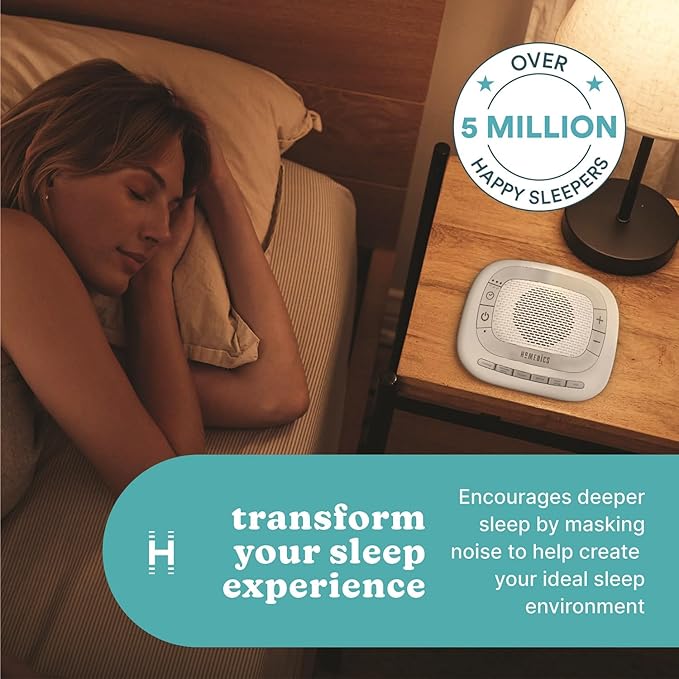 Homedics SoundSleep Rejuvenate White Noise Sleep Machine, Small Travel Sound Machine with 6 Relaxing Nature Sounds, Portable Sound Therapy for Home, Office, Nursery, Auto-Off Timer, by Homedics