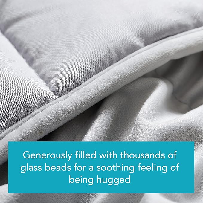 Dream Lab Calming Acupressure Cooling Reversible Weighted Lap Blanket with Glass Beads, 5 Pounds, Grey
