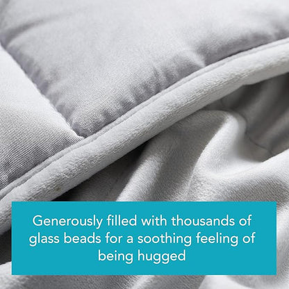 Dream Lab Calming Acupressure Cooling Reversible Weighted Lap Blanket with Glass Beads, 5 Pounds, Grey