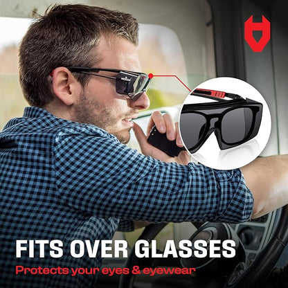 NoCry Tinted Safety Glasses Over Eyeglasses for Men and Women with Anti Scratch Wraparound Lenses — UV400 and ANSI Z87 Certified — Adjustable Temples with Anti-Slip Tips — Great for Shooting