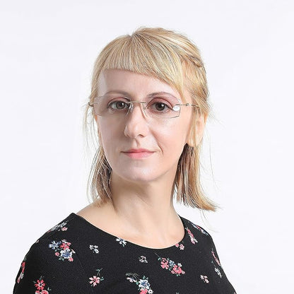 LifeArt Blue Light Blocking Glasses,Computer Reading Glasses,Rimless Frame Tinted Lens with Diamond,Stylish for Women (+3.00 Magnification)