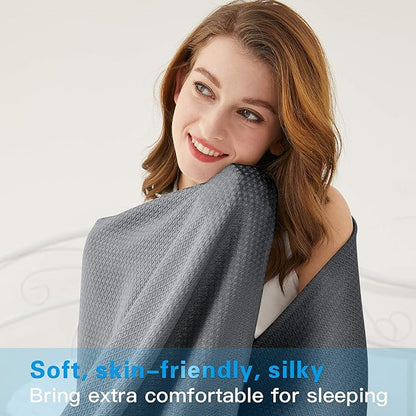 AmyHomie Cooling Blanket Queen Size, 100% Rayon Derived from Bamboo, Cool Summer Blanket for Hot Sleepers, Soft Comfy Lightweight Blankets for All Seasons(Dark Gray, 90×90in)