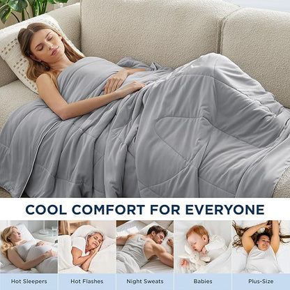 Bedsure Cooling Comforter Queen Size - GentleSoft Moisture Wicking Cooling Blanket for Hot Sleepers, Breathable Lightweight Duvet Insert, Dual-Sided Summer Blanket, Gray, 88x88 Inches