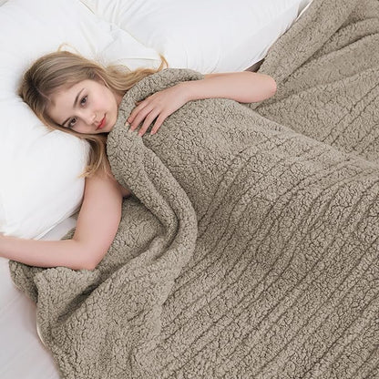 Electric Heated Blanket Full Size 72"×84" with 9 Heating Levels & 1-10Hs Auto Off，Double Sided Plush Sherpa, Energy Efficient, Machine Washable, for Couch & Bed, Light Brown