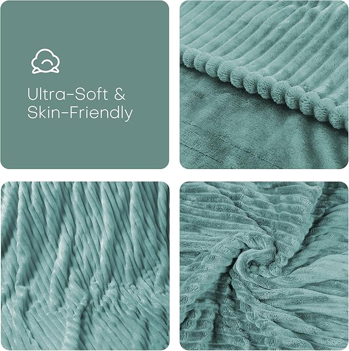 Electric Heated Blanket Full Size 72"x84" with Cozy Flannel, 6 Heat Settings & 10 Hours Auto Off, Soft & Cozy Warming Throw for Home, Office, or Bed, Machine Washable, Bean Green