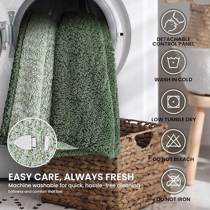 Heated Blanket Electric Blanket Full - Fast Heating Blanket Throw Double Sided Sherpa Ultra Soft Cozy with 10 Heating Levels & 2-10 Hours Auto Off, Mashine Washable, 72 x 84 Inches, Sage