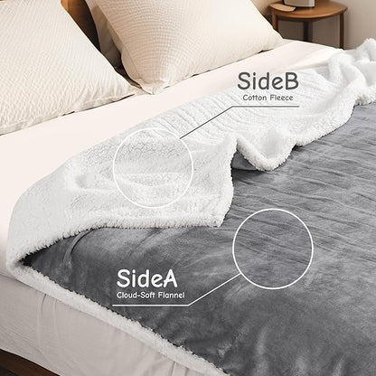 Electric Heated Blanket Queen Size 84"x90", Soft Flannel with Dual Controllers & Overheat Protection, 9 Adjustable Heat Settings & 10-Hour Auto-Off Timer, Fast Heating for Winter Comfort, Light Gray