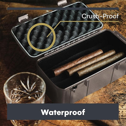 Pardo Cigar Travel Humidor Cigar Box - Durable Waterproof Travel Cigar Case with Built-in Humidifier - Airtight Humidor Box Holds 15 Cigars - Premium Cigars Accessories for Men On The Go