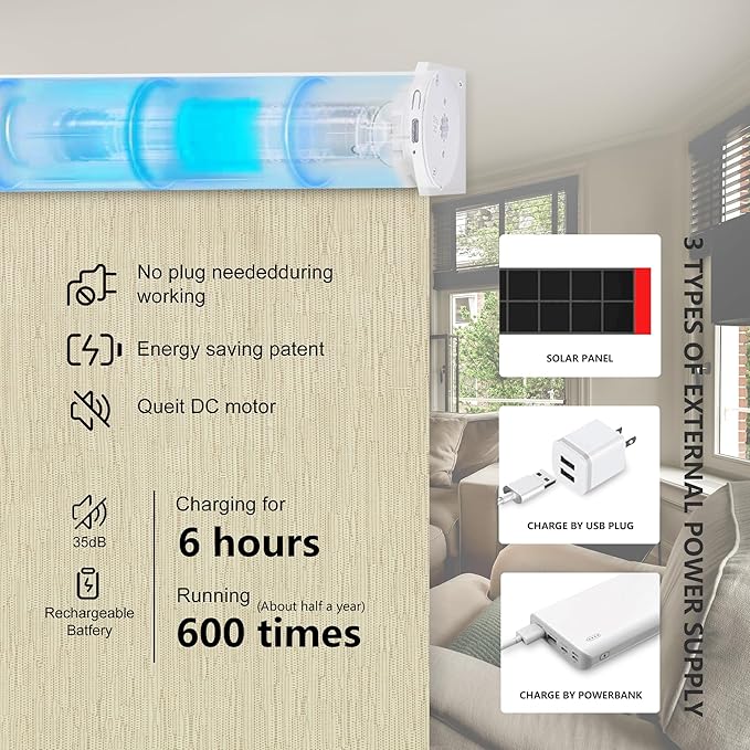 Bringnox Motorized Blinds with Remote,100% Blackout Smart Roller Blinds Compatible with Apple Homekit Google Home and Alexa Via HUB,and Customized (Safari Cream-04)